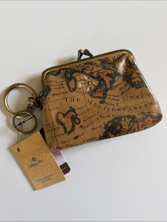 Patricia Nash Handbags - Patricia Nash Map mini Print Kiss-Lock Coin Purse in Brown and Gold